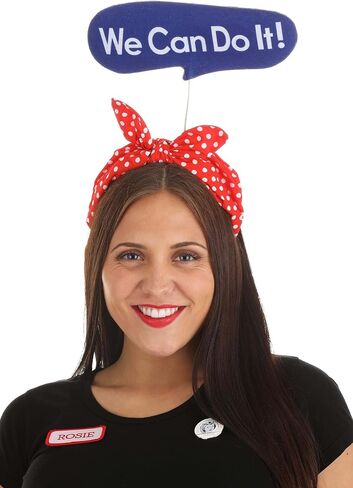 Costume Kit for Rosie the Riveter - Headband, Name Tag, and Pin, Mechanic Hallwoeen Outfit in Kuwait