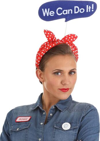 Costume Kit for Rosie the Riveter - Headband, Name Tag, and Pin, Mechanic Hallwoeen Outfit in Kuwait