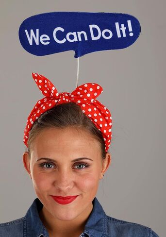 Costume Kit for Rosie the Riveter - Headband, Name Tag, and Pin, Mechanic Hallwoeen Outfit in Kuwait