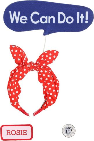 Costume Kit for Rosie the Riveter - Headband, Name Tag, and Pin, Mechanic Hallwoeen Outfit in Kuwait