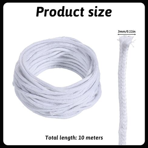 33 ft Cotton Wicks for Oil Lamps 1/8 in Braided Round Candle Wicks for Candle Making Cotton Oil Lamp Wick DIY Handmade Candles Making Supplies for Kerosene Alcohol Lamp Lantern 10M in Kuwait