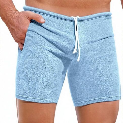 Mens Soft Lounge Sleep Shorts Comfortable Ribbed Knit Pajama Cotton Shorts Hubby BF His Birthday in Kuwait