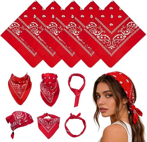 12 PCS Red Bandana for Men and Women, Cotton Paisley Cowboy Hair Bandana Scraf NeckerScraf HeadScraf Bulk in Saudi Arabia