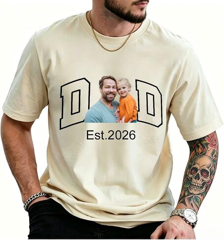 Custom Dad Shirt Personalized Fathers Day T Shirts with Picture Customized Best Dad Ever Gifts for Daddy Grandpa Papa in Saudi Arabia