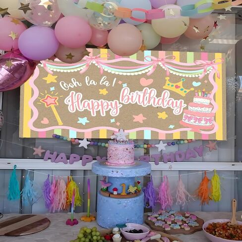 Happy Birthday Banner for Fancy Birthday Decorations Ooh La La Colorful Birthday Backdrop for Party Supplies in Saudi Arabia