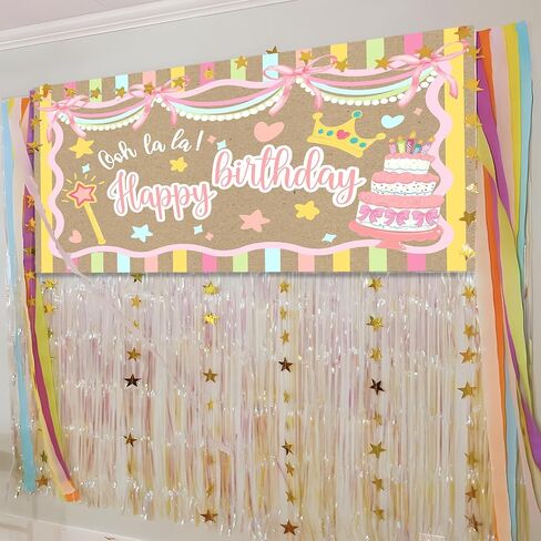 Happy Birthday Banner for Fancy Birthday Decorations Ooh La La Colorful Birthday Backdrop for Party Supplies in Saudi Arabia
