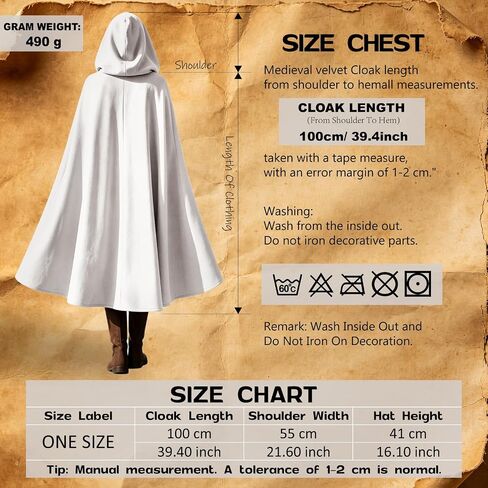 Medieval Hooded Cloak Adult Renaissance Viking Cloak Halloween Wizard Cape With Hood in Kuwait