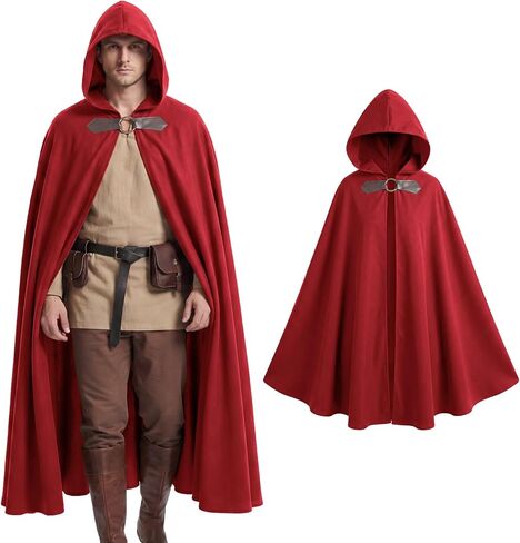 Medieval Hooded Cloak Adult Renaissance Viking Cloak Halloween Wizard Cape With Hood in Kuwait