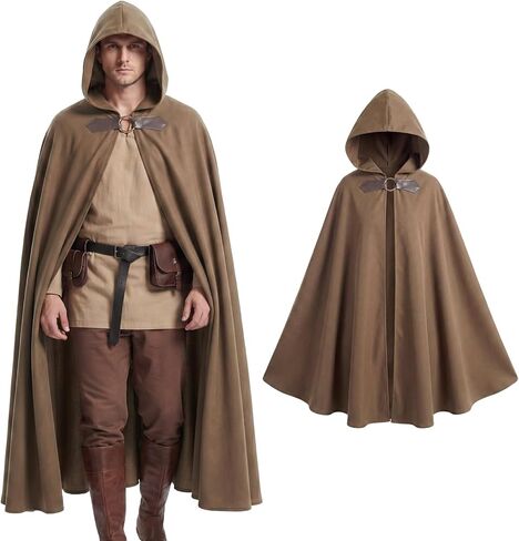 Medieval Hooded Cloak Adult Renaissance Viking Cloak Halloween Wizard Cape With Hood in Kuwait
