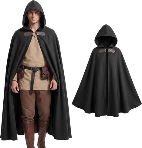 Medieval Hooded Cloak Adult Renaissance Viking Cloak Halloween Wizard Cape With Hood in Kuwait