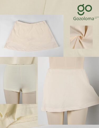 Gozoloma Womens Cotton Linen Skirt with Built in Shorts(Apricot-M) in Saudi Arabia