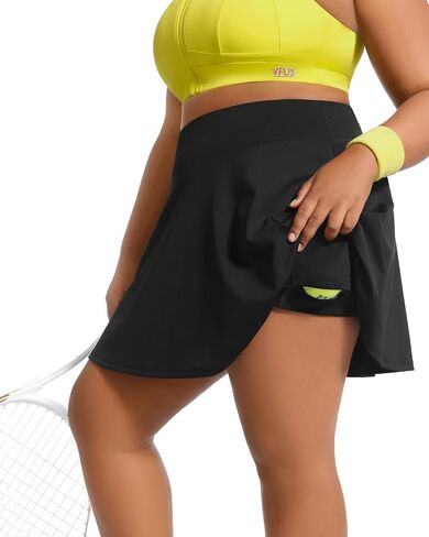 Women's Tennis Skorts with 2 Pockets Plus Size Golf Skirts High Waisted Pleated Athletic Skirt for Pickleball Running(3X-Large, Black) in Saudi Arabia