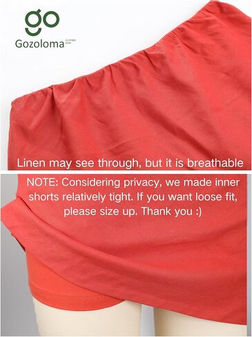 Gozoloma Womens Cotton Linen Skorts Casual Cute A-Line Mini Skirts with Ruffle Inner Waistband(Rust-S) in Saudi Arabia