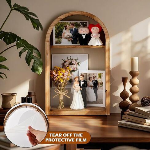 Shadow Box Frame, 10x16 Large Shadow Boxes Display Cases with Linen Back and Removable Shelves, Arch Memory Box for Medals, Photos, Memorabilia, Wedding Bouquet, Awards, Keepsakes, Carbonized Brown in Kuwait