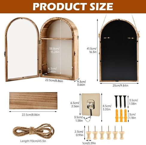 Shadow Box Frame, 10x16 Large Shadow Boxes Display Cases with Linen Back and Removable Shelves, Arch Memory Box for Medals, Photos, Memorabilia, Wedding Bouquet, Awards, Keepsakes, Carbonized Brown in Kuwait