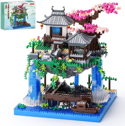 Cherry Blossom Bonsai Tree House Building Block Sets 3320PCS Chinese Architecture of Peach Blossom Micro Mini Building Set Toy Gift for Kids Adults in Saudi Arabia