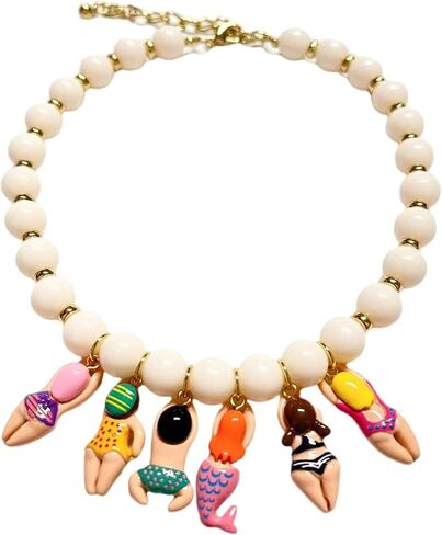 Creative Handmade Bead Bikinis Doll Pendant Necklace With Colorful Glass Beads for Beach Parties Accessories in Saudi Arabia