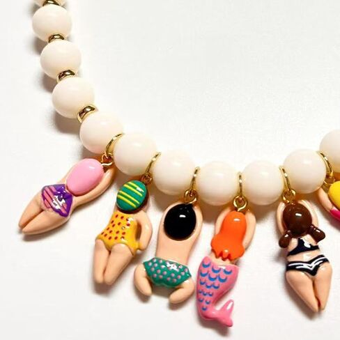 Creative Handmade Bead Bikinis Doll Pendant Necklace With Colorful Glass Beads for Beach Parties Accessories in Saudi Arabia