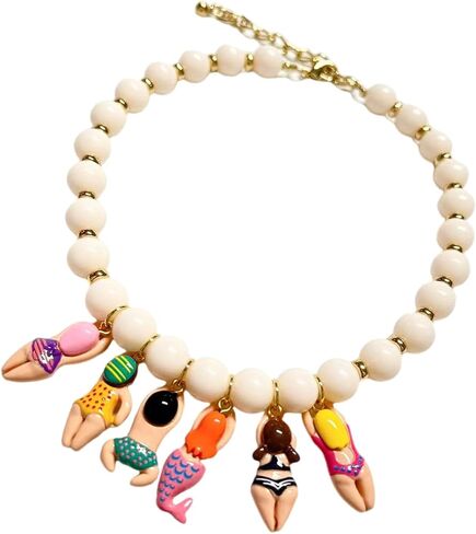 Creative Handmade Bead Bikinis Doll Pendant Necklace With Colorful Glass Beads for Beach Parties Accessories in Saudi Arabia