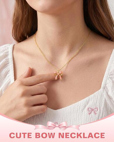 قلادة على شكل فيونكة وردية من You Are Loved مجوهرات Preppy لطيفة للفتيات والأطفال in Kuwait
