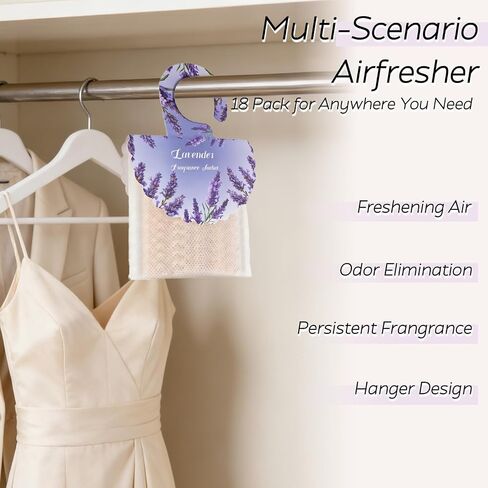 18 Pack Lavender Scented Sachets for Drawer and Closet - Long Lasting Air Fresheners for Home & Closet, Hanging Odor Eliminator Bags for Car, Wardrobe, Storage, Portable Deodorizer Fragrance Sachets in Saudi Arabia