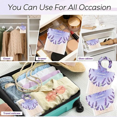 18 Pack Lavender Scented Sachets for Drawer and Closet - Long Lasting Air Fresheners for Home & Closet, Hanging Odor Eliminator Bags for Car, Wardrobe, Storage, Portable Deodorizer Fragrance Sachets in Saudi Arabia