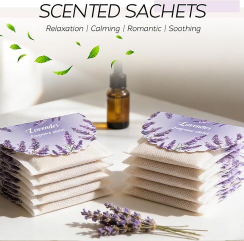 18 Pack Lavender Scented Sachets for Drawer and Closet - Long Lasting Air Fresheners for Home & Closet, Hanging Odor Eliminator Bags for Car, Wardrobe, Storage, Portable Deodorizer Fragrance Sachets in Saudi Arabia