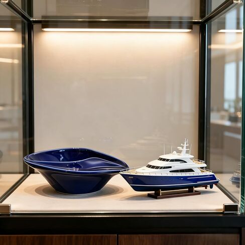 Ceramic Decorative Bowl Luxury Yacht-Inspired – Sculptural Glossy Blue Design, Modern Catchall Tray for Desk, Entryway & Coffee Table Home Décor in Saudi Arabia