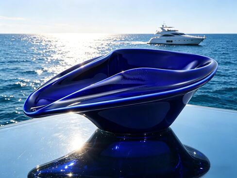 Ceramic Decorative Bowl Luxury Yacht-Inspired – Sculptural Glossy Blue Design, Modern Catchall Tray for Desk, Entryway & Coffee Table Home Décor in Saudi Arabia
