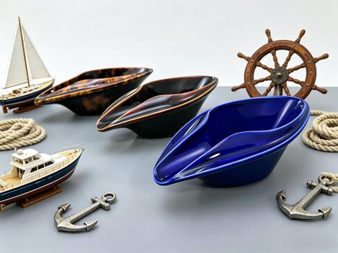 Ceramic Decorative Bowl Luxury Yacht-Inspired – Sculptural Glossy Blue Design, Modern Catchall Tray for Desk, Entryway & Coffee Table Home Décor in Saudi Arabia