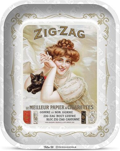 ZIG-ZAG Large Metal Rolling Paper Tray, Vintage White, Elegant Design, Sleek Finish and Smooth Rounded Corners - 13.4" x 10.8" in Saudi Arabia