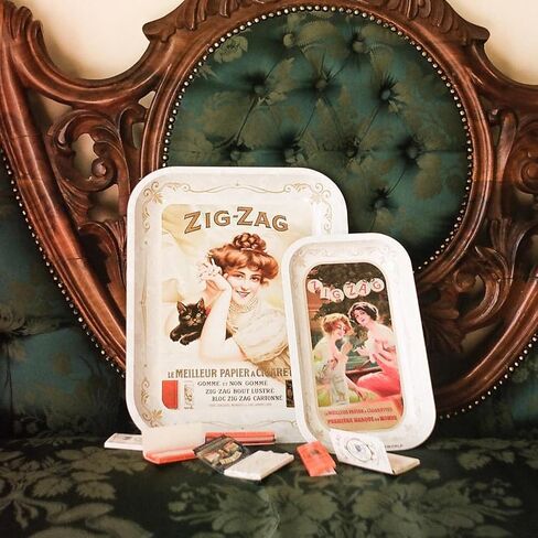 ZIG-ZAG Large Metal Rolling Paper Tray, Vintage White, Elegant Design, Sleek Finish and Smooth Rounded Corners - 13.4" x 10.8" in Saudi Arabia