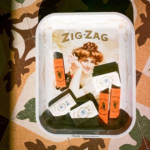 ZIG-ZAG Large Metal Rolling Paper Tray, Vintage White, Elegant Design, Sleek Finish and Smooth Rounded Corners - 13.4" x 10.8" in Saudi Arabia