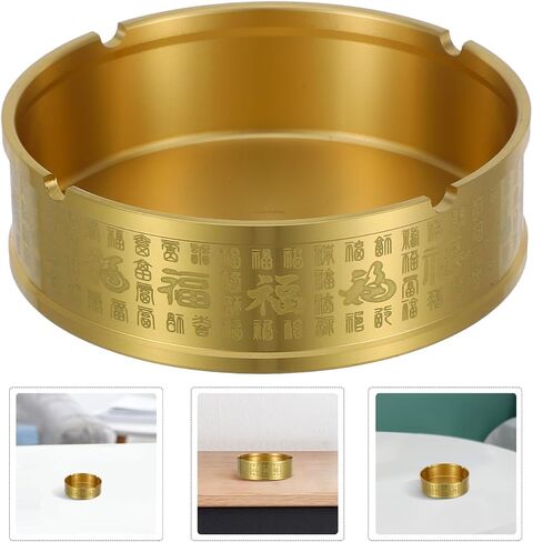 Vintage Brass Ashtray 4.72In Round Creative Tabletop Ash Holder for Home Office Patio Garden Decor Smokers Men in Kuwait