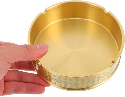 Vintage Brass Ashtray 4.72In Round Creative Tabletop Ash Holder for Home Office Patio Garden Decor Smokers Men in Kuwait
