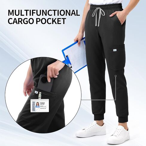 Women’s Scrub Pants - Jogger Cargo Pants with 7 Pockets, Soft Scrubs Pant for Women Yoga Style Mid-Rise Pants in Saudi Arabia