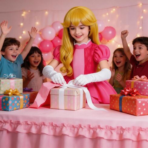 Girls Pink Princess Costume Royal Ball Gown with Accessories Kids Fairytale Princess Dress Up Set for Halloween Party in Saudi Arabia