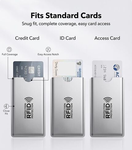 أكمام حجب RFID LESSBLE (8 عبوات) | حامي بطاقة الائتمان الآمن ودرع الهوية | مقاوم للماء، 4 ألوان in Kuwait