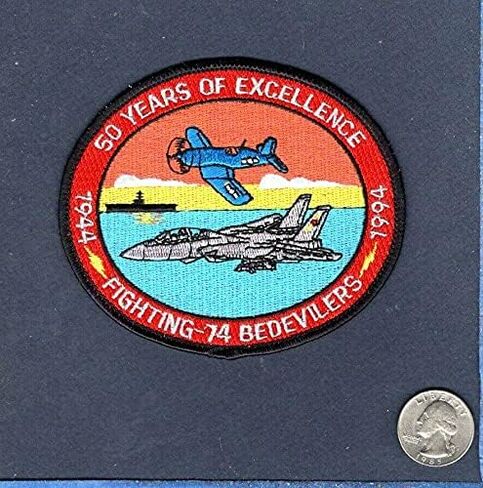 Embroidered Patch - Patches for Women Man -VF-74 BEDEVILERS DECOM 1994 F-14 Tomcat Navy NAS Oceana Fighter Squadron Patch in Saudi Arabia