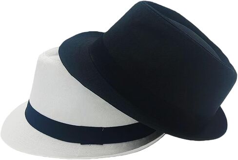 2 Pack Short Brim Fedora Hats for Men Women 1920s Unisex Party Costume Hats in Saudi Arabia