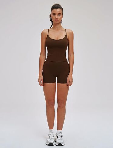 Women 2 Piece Workout Sets Racerback Y Back Tank Tops and High Waist Tummy Control Shorts Yoga Active Outfits in Saudi Arabia