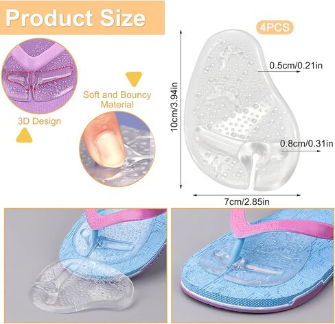 Butterfly Gel Metatarsal Pads for Thong Sandals Flip Flops, 2 Pairs Forefoot Cushion Ball of Foot Pads, Anti-Slip Pain Relief Inserts for Sandals in Saudi Arabia