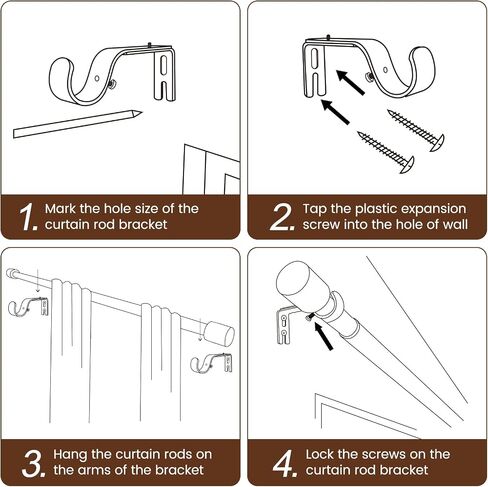 Matte Black Curtain Rod Itself is 30-144 inch 1 Pack, Fit 30 to 142, 66 to 120 inch Windows with 1 Inch Diameter Heavy Duty Adjustable Telescopic Rod, 1 Inch Diameter Splicing Extra Long in Saudi Arabia