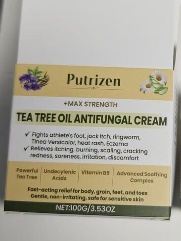 Antifungal Cream with Tea Tree Oil - Advanced Herbal Relief for Skin Fungus, Athlete's Foot, Jock Itch, Eczema, Tinea Versicolor, Natural Treatment, Relieves Itching, Burning, Scaling - 100g in Saudi Arabia
