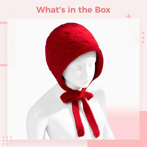 Wool Knit Ear Flap Beanie for Little Girls, Red Knitted Hat with Earmuffs for 3-10 Years Old, Pure Wool Winter Warm Headwear, Young Kids Soft Cap with Straps in Kuwait