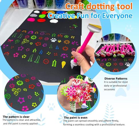 GEOCCI Flower Petal Tools for Dot Painting，50 Petal Shapes Dotting Tool，Mandala Dot Art Tools for Rocks，Embosssing Tools for Painting Dots （Pink） in Saudi Arabia