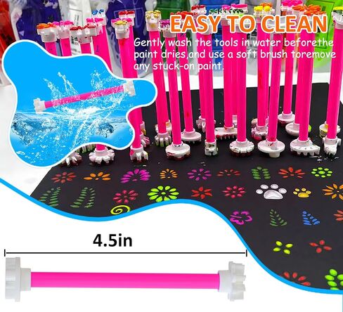 GEOCCI Flower Petal Tools for Dot Painting，50 Petal Shapes Dotting Tool，Mandala Dot Art Tools for Rocks，Embosssing Tools for Painting Dots （Pink） in Saudi Arabia