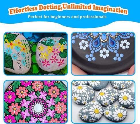 GEOCCI Flower Petal Tools for Dot Painting，50 Petal Shapes Dotting Tool，Mandala Dot Art Tools for Rocks，Embosssing Tools for Painting Dots （Pink） in Saudi Arabia
