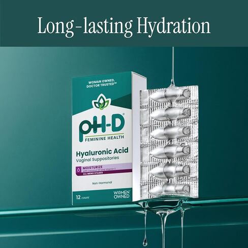 pH-D Feminine Health Hyaluronic Acid Suppositories, Non Hormonal Vaginal Moisturizer, Lasting Hydration, 12 Count in Saudi Arabia
