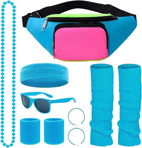 Leg Warmers for Women 80s Party Costumes Accessories Neon Leg Warmers Headband Wristbands Fanny Pack Set for Sports Yoga Running in Kuwait
